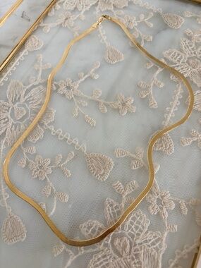 20in 18K Gold over Sterling Silver Herringbone Chain Necklace